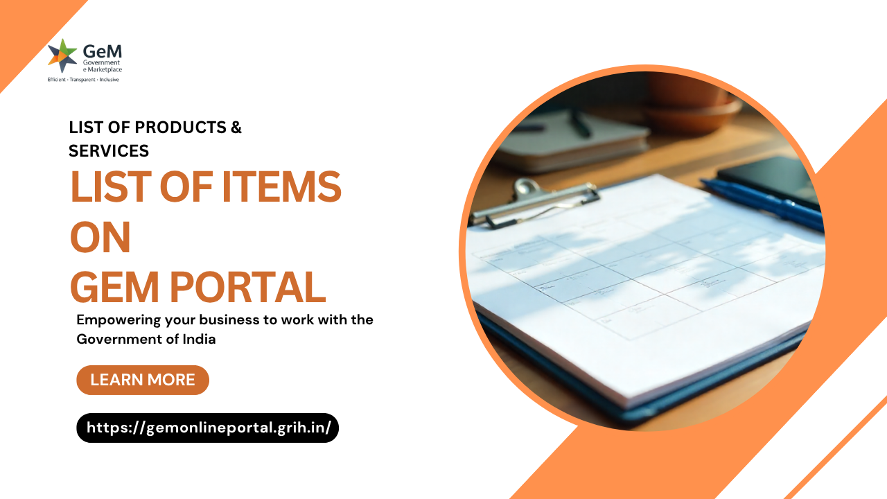 List of Items on the GeM portal